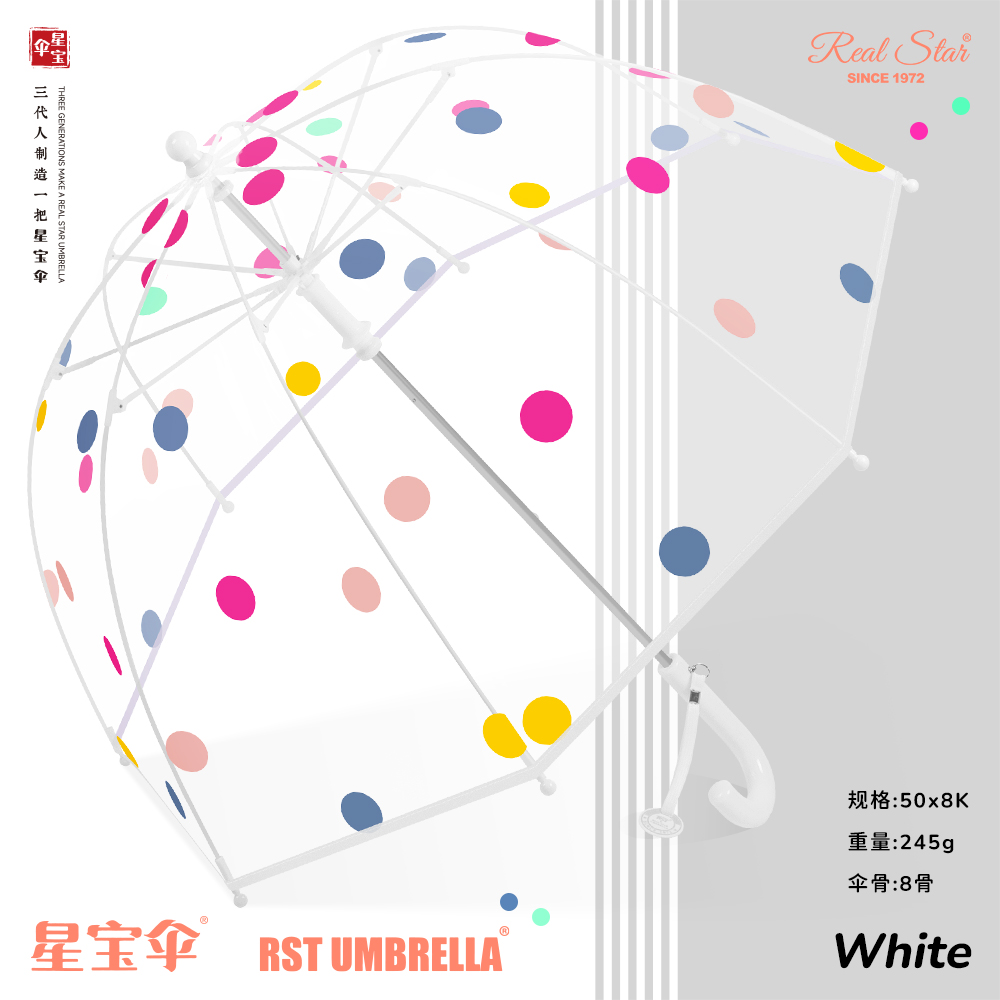RST066 dot Umbrella, long-handled transparent umbrella, Apollo arched umbrella, plastic baby umbrella, RST umbrella, Star Baby umbrella