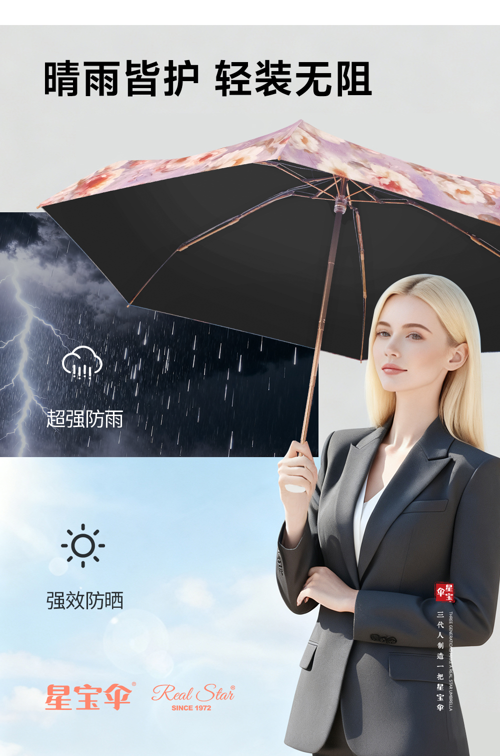 星宝伞5575五折繁花口袋伞女士超小五折伞包包雨伞便携女伞口袋雨伞详情10