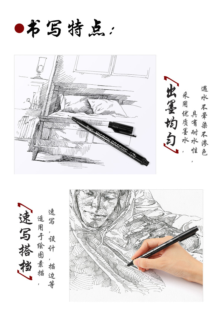 Guangnah MG016 inkable aguja pluma enchufe pluma tinta líquido de recarga tinta pigmento de grado de dibujo negro al por mayor pic 8