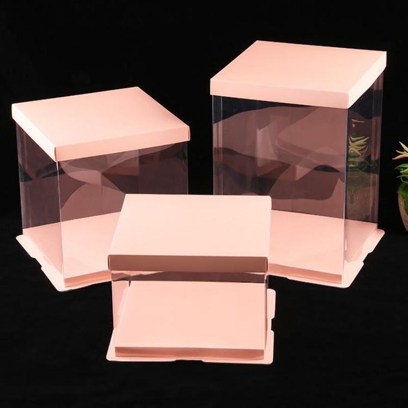 Pink transparent starry sky souvenir packaging box, gift cake box