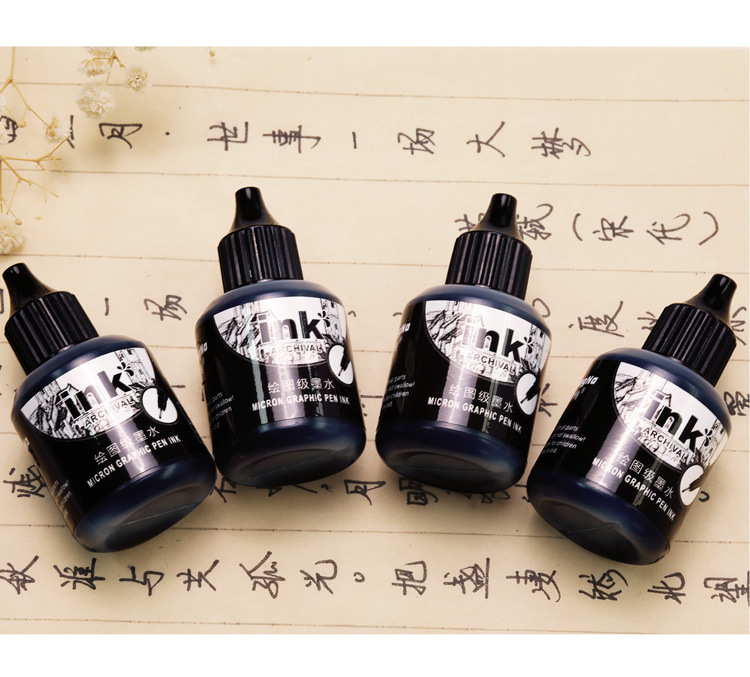 Guangnah MG016 inkable aguja pluma enchufe pluma tinta líquido de recarga tinta pigmento de grado de dibujo negro al por mayor pic 11