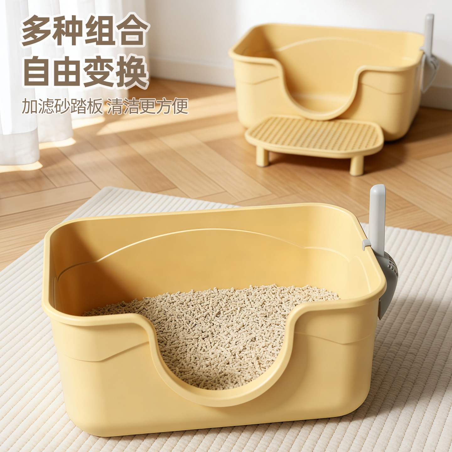 Lavabo de arena para gatos semicerrado extra grande con alta protección contra salpicaduras externas y olores jumbo maine fat cat special pet products Specification image