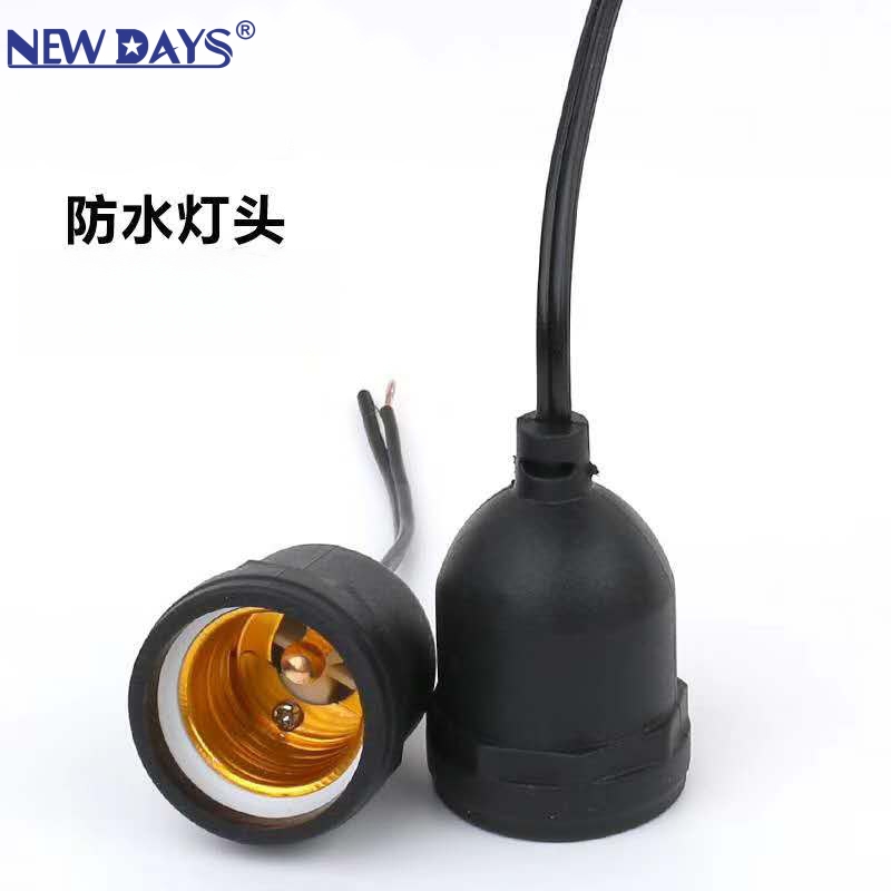 NEWDAYS brand's cross-border new 10-meter hanging light strip with 10 heads, featuring plugs and male and female connectors, E27 lamp head outdoor camping waterproof chandelier led string details Picture