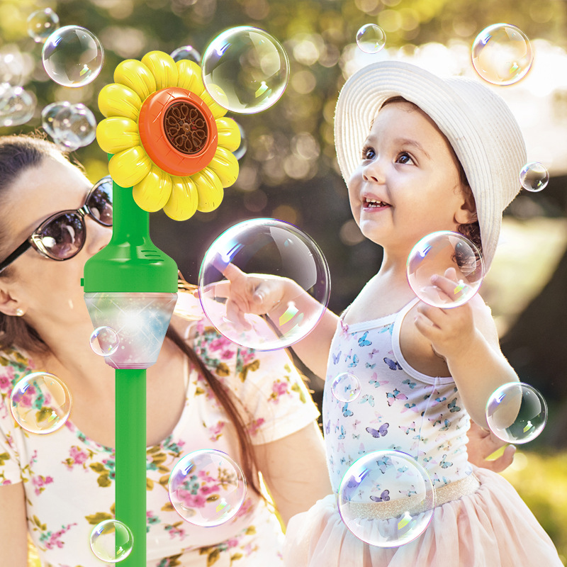 Cross-border best-selling street lamp model sunflower bubble machine, fully automatic lighting and music outdoor large-scale party wedding toys details Picture
