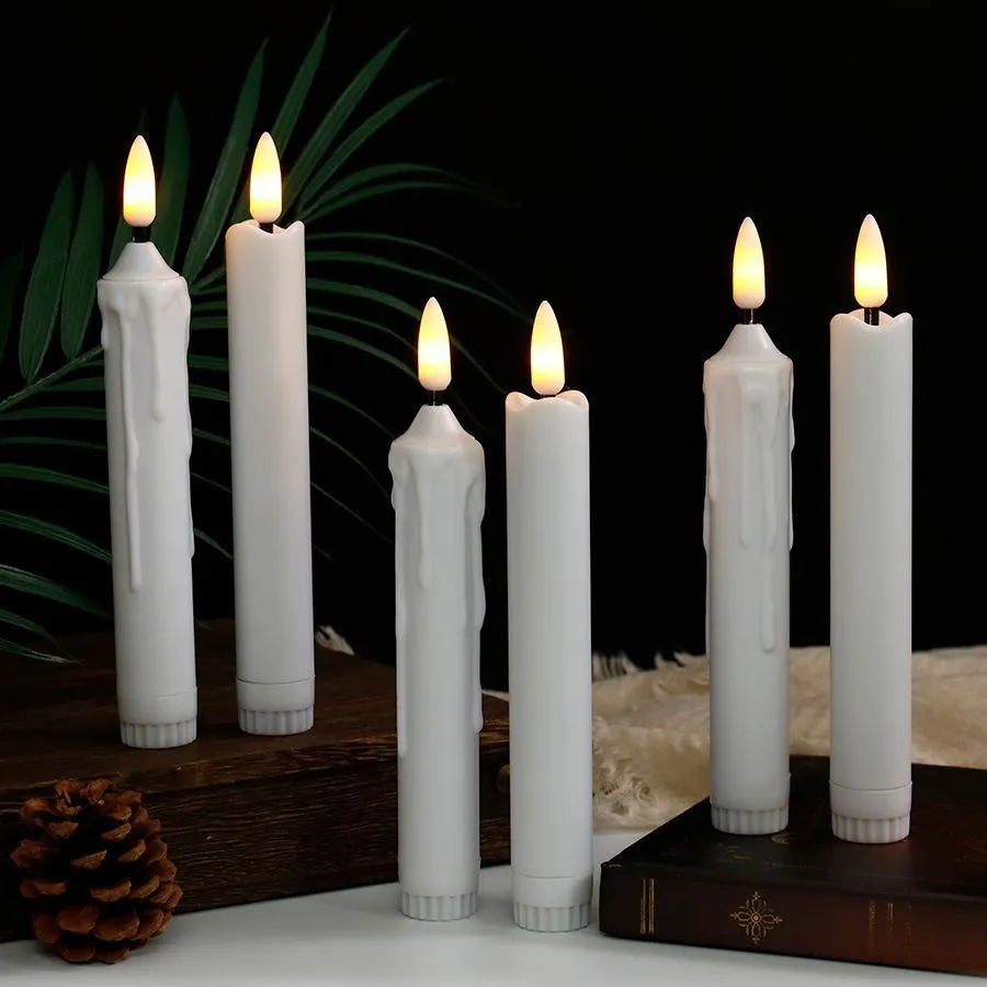 New white long-pole candle lamp, led electronic candle lamp, wedding home decoration, candlelight dinner atmosphere lamp, electronic wax detail image 4