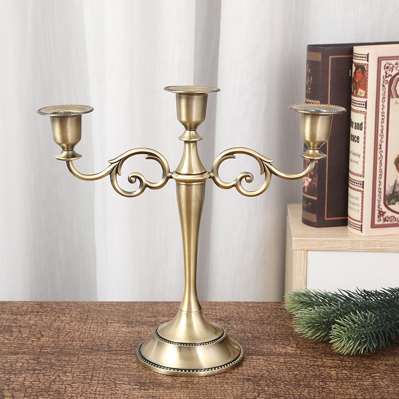 European-style candlestick, retro three-headed or five-headed romantic candlelight dinner table, wedding decoration, wedding candle stand props detail image 4