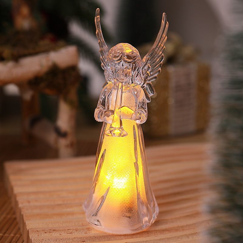 New angel ornament: Warm-colored luminous angel acrylic crystal Christmas decoration angel night light Specification image