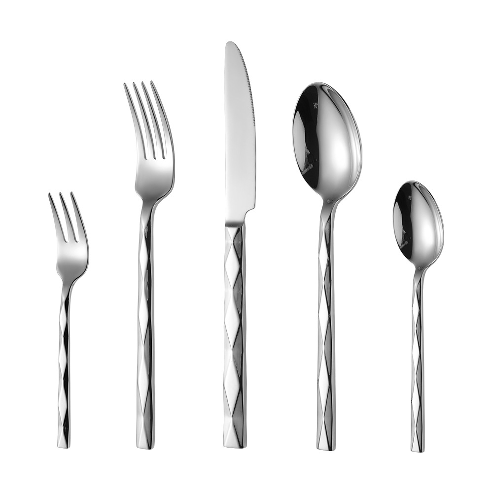 304 stainless steel high-end hotel French restaurant premium forged Western tableware, including knives, forks, spoons, dessert spoons and tea spoons Item Picture
