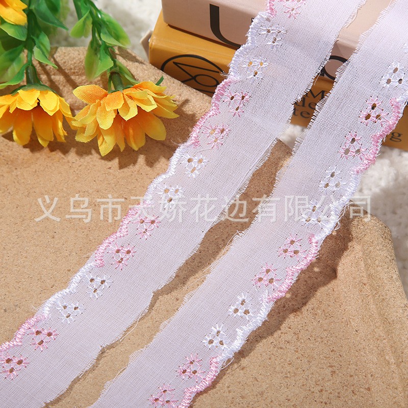 TC Three-hole embroidered lace trim, children's and women's clothing, DIY handmade cushions, decorative hair accessories, hair bands, and accessories details Picture
