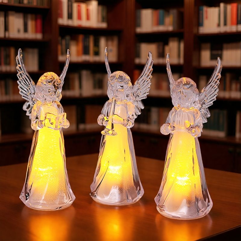 New angel ornament: Warm-colored luminous angel acrylic crystal Christmas decoration angel night light detail image 10