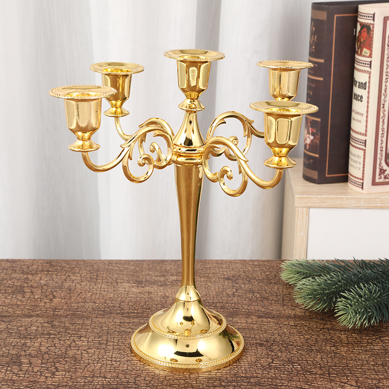 European-style candlestick, retro three-headed or five-headed romantic candlelight dinner table, wedding decoration, wedding candle stand props detail image 12