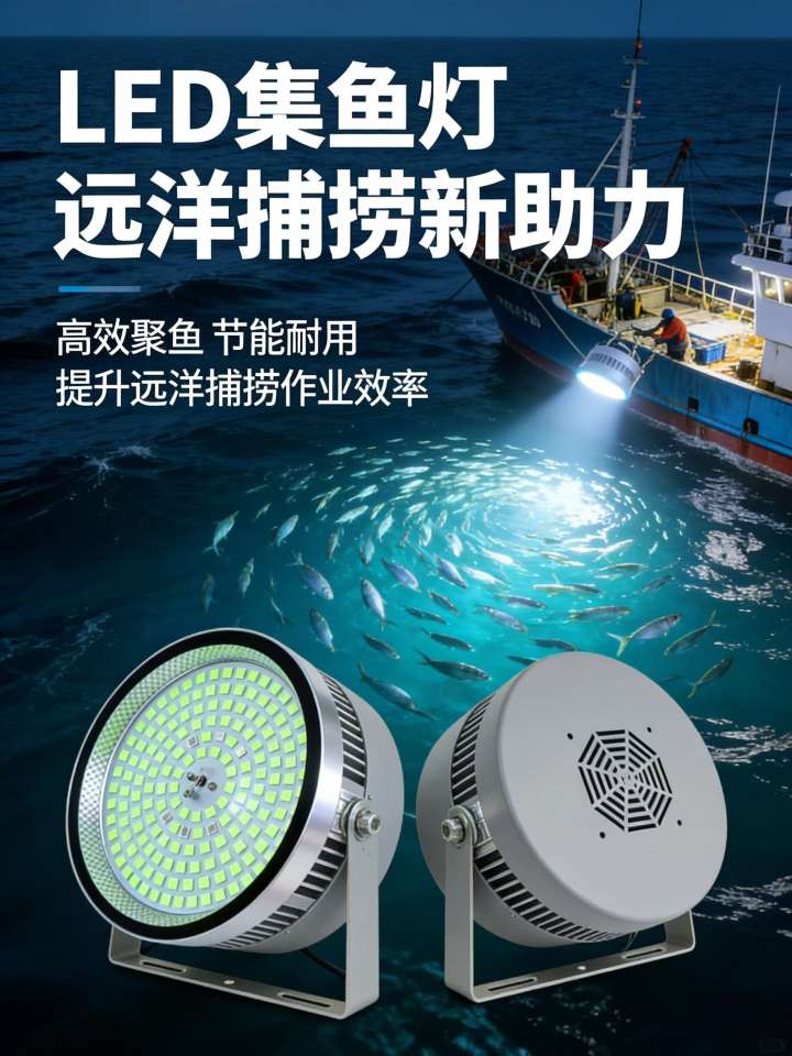 The new generation of COB fish collection lamps, high-power LED fish attraction lamps for ships, all-aluminum waterproof deep-sea fishing, blue and yellow light, and ocean-going fishing boat fish collection lamps detail image 11