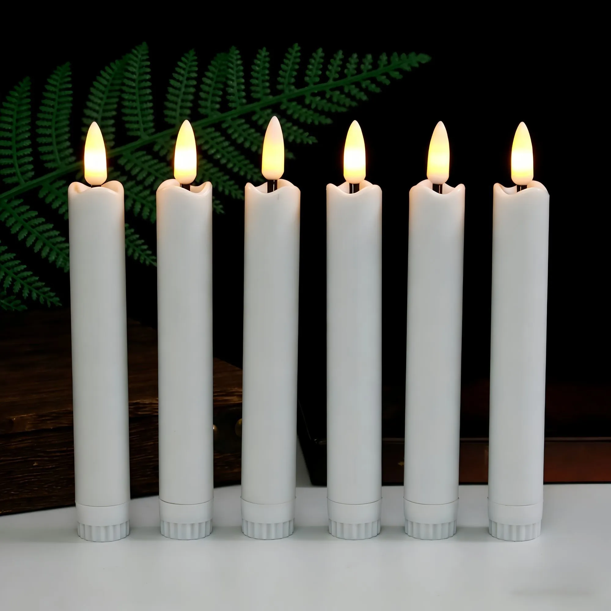 New white long-pole candle lamp, led electronic candle lamp, wedding home decoration, candlelight dinner atmosphere lamp, electronic wax detail image 6