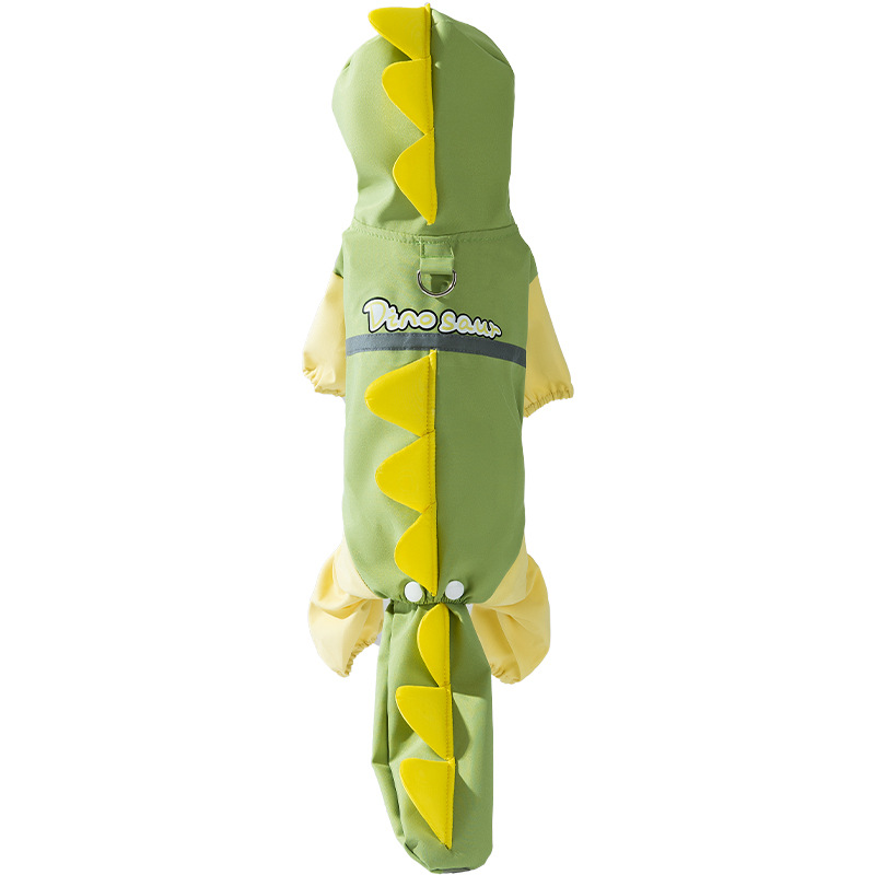 Dog rain four-legged waterproof three-dimensional dinosaur tail wrap dog Teddy raincoat medium and large dog golden Retriever pet raincoat Item Picture
