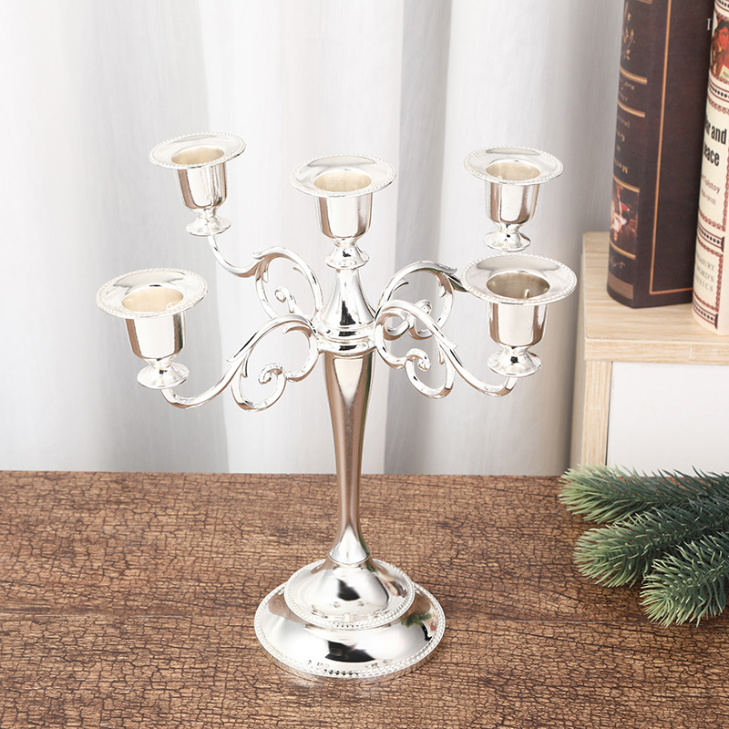 European-style candlestick, retro three-headed or five-headed romantic candlelight dinner table, wedding decoration, wedding candle stand props detail image 3