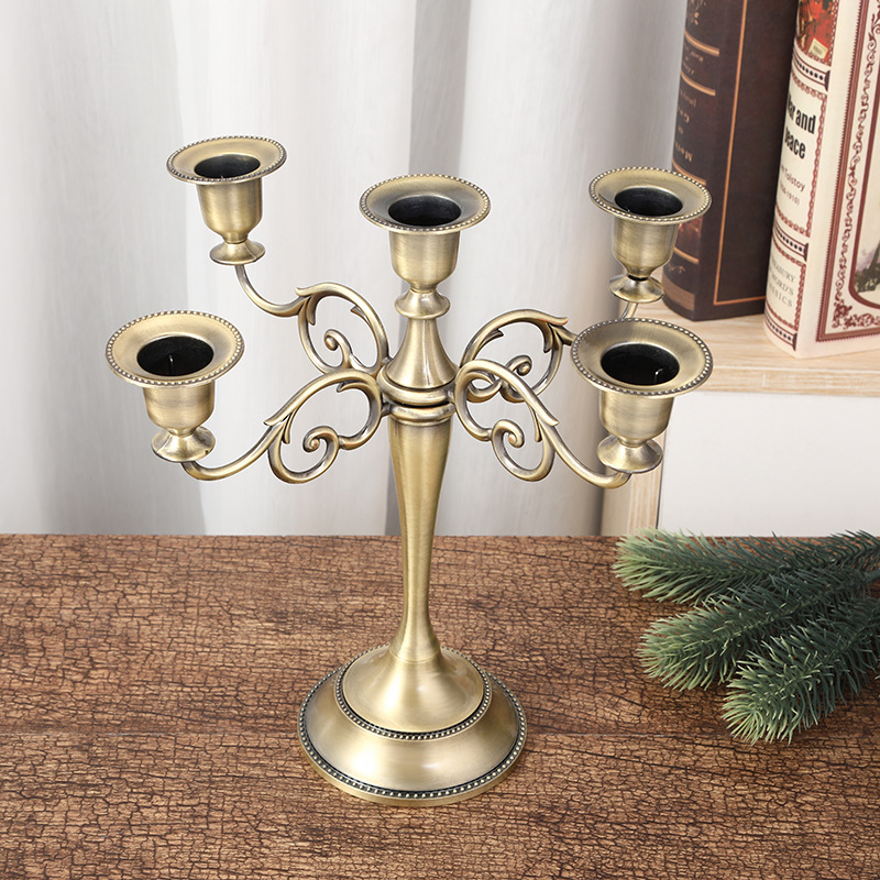 European-style candlestick, retro three-headed or five-headed romantic candlelight dinner table, wedding decoration, wedding candle stand props detail image 7