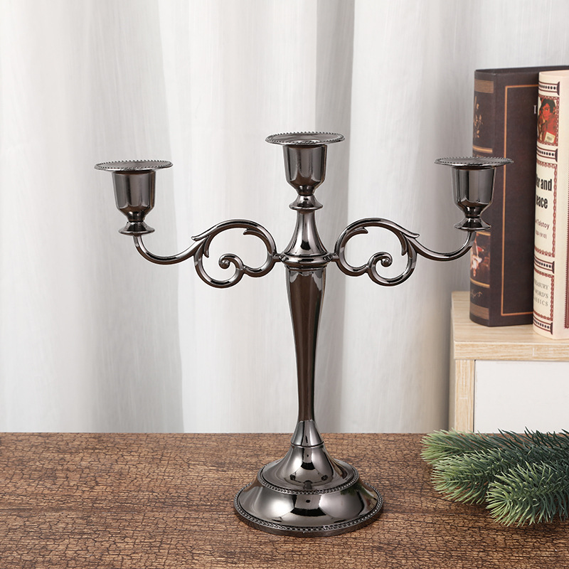 European-style candlestick, retro three-headed or five-headed romantic candlelight dinner table, wedding decoration, wedding candle stand props detail image 14