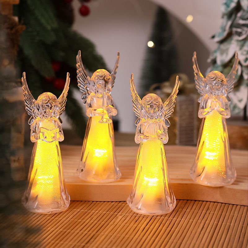 New angel ornament: Warm-colored luminous angel acrylic crystal Christmas decoration angel night light detail image 8