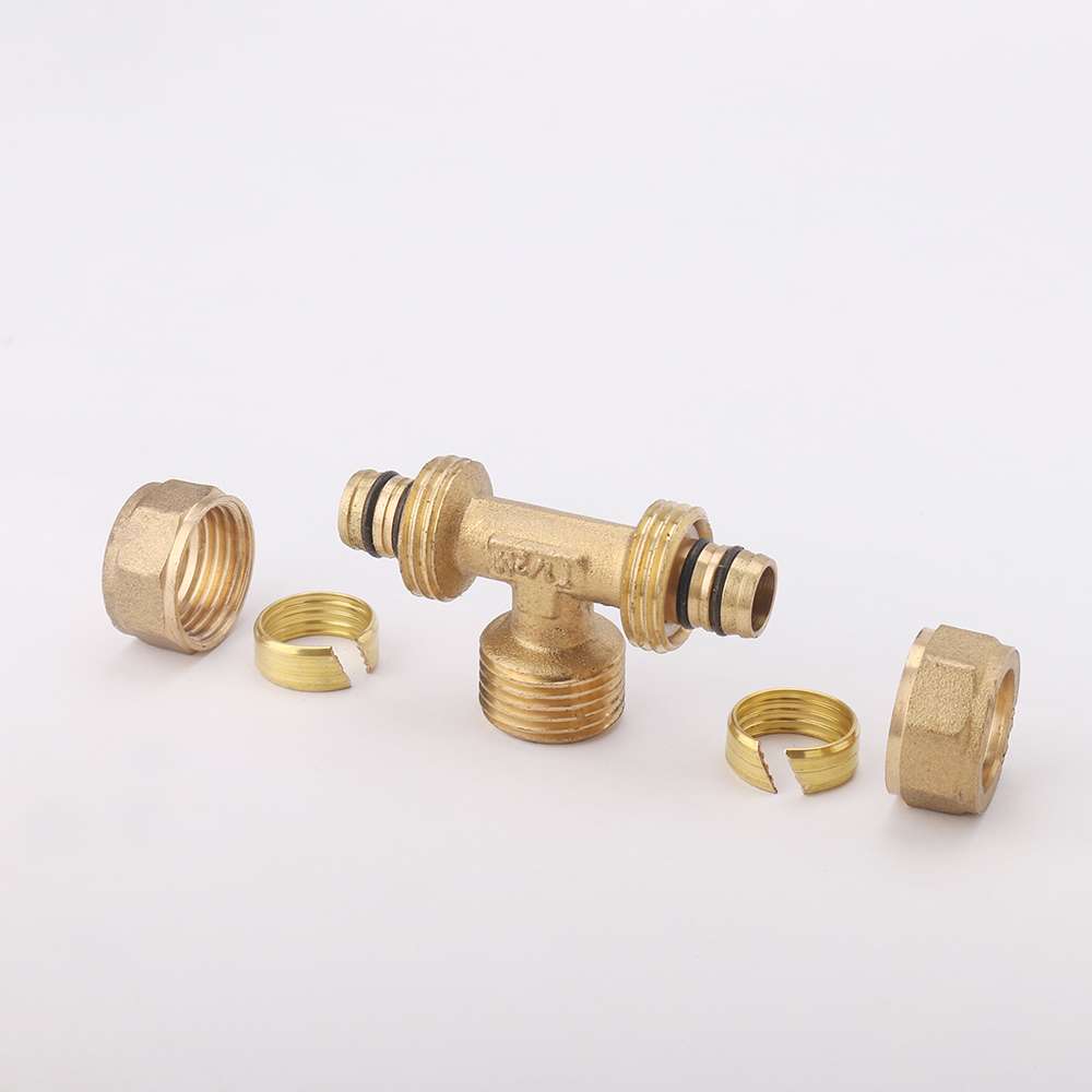 Copper aluminum plastic fitting, latón fitting diente interno tee