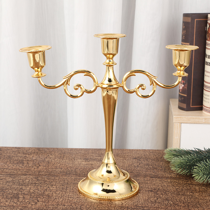 European-style candlestick, retro three-headed or five-headed romantic candlelight dinner table, wedding decoration, wedding candle stand props Item Picture