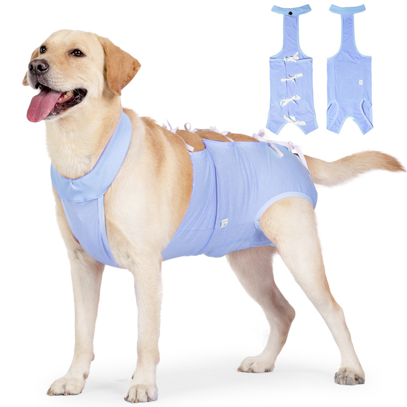 Cross-border new pet clothing: Dog postoperative recovery clothing, medium and large-sized dog sterilization clothing, weaning and lacing style, anti-licking Item Picture