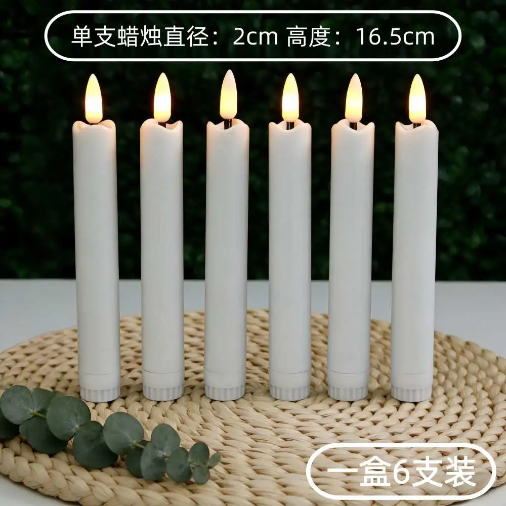 New white long-pole candle lamp, led electronic candle lamp, wedding home decoration, candlelight dinner atmosphere lamp, electronic wax detail image 8