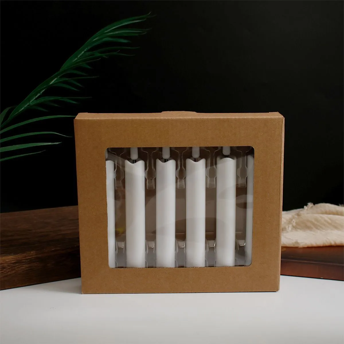 New white long-pole candle lamp, led electronic candle lamp, wedding home decoration, candlelight dinner atmosphere lamp, electronic wax detail image 3