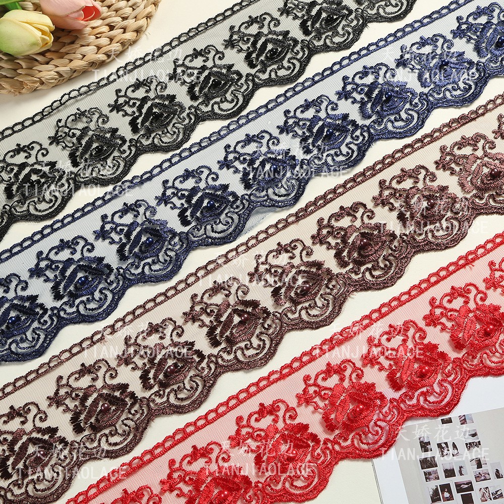 Wholesale of 8cm jacquard embroidery, hollowed-out lace, colorful DIY clothing accessories, mesh, retro lace Application Scenario