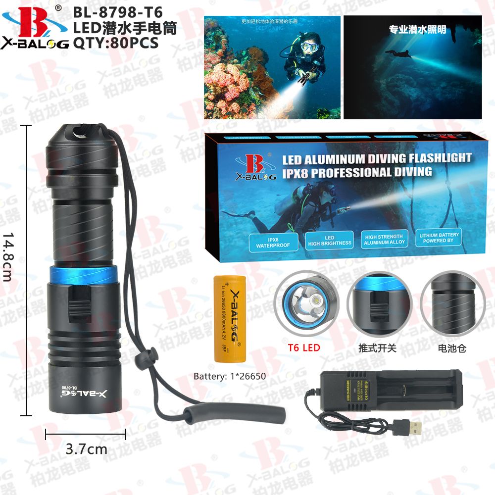 USB 充电塑料手电筒 带COB侧灯435346