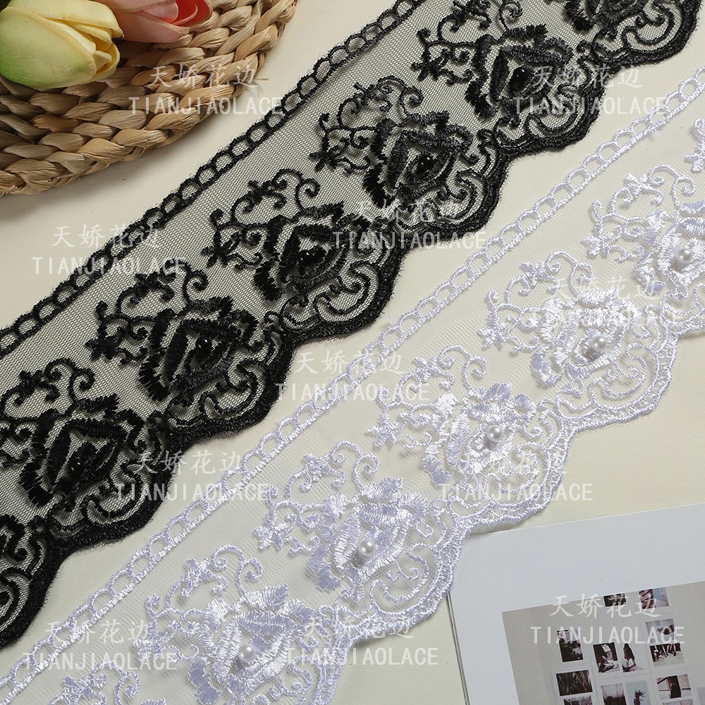 Wholesale of 8cm jacquard embroidery, hollowed-out lace, colorful DIY clothing accessories, mesh, retro lace Specification image