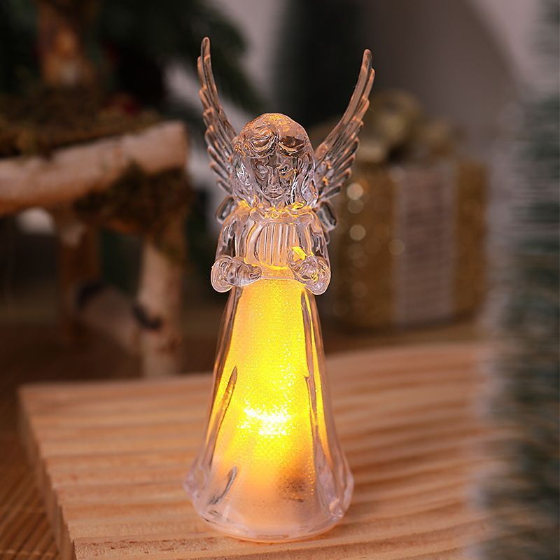 New angel ornament: Warm-colored luminous angel acrylic crystal Christmas decoration angel night light detail image 5
