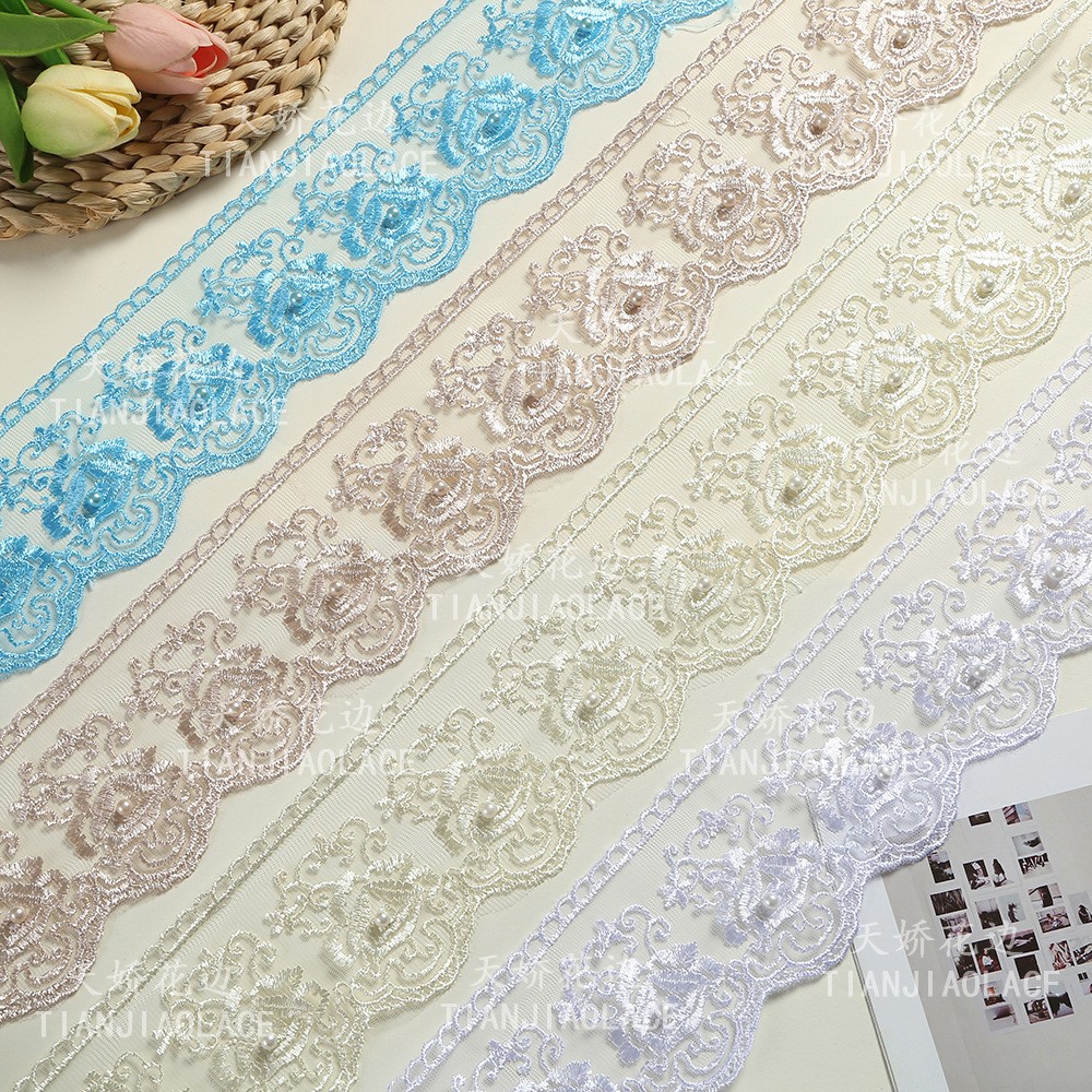 Wholesale of 8cm jacquard embroidery, hollowed-out lace, colorful DIY clothing accessories, mesh, retro lace details Picture