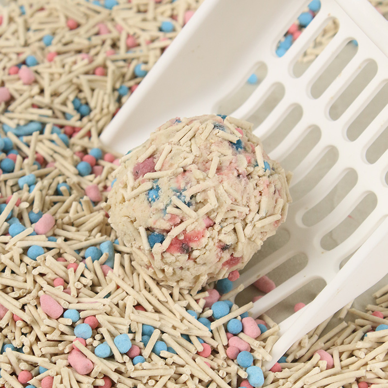The source factory offers one-piece consignment of new cat litter, high-molecular deodorizing, low-dust, water-absorbing, toilet flushing pet products, and plant sand details Picture