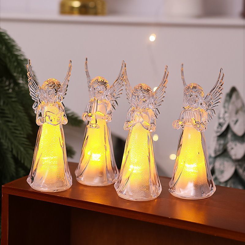 New angel ornament: Warm-colored luminous angel acrylic crystal Christmas decoration angel night light detail image 3