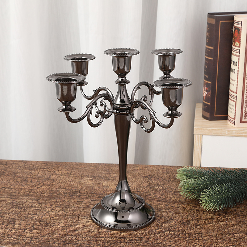 European-style candlestick, retro three-headed or five-headed romantic candlelight dinner table, wedding decoration, wedding candle stand props detail image 13