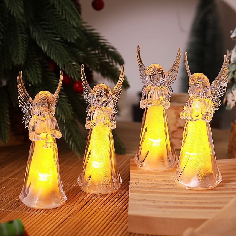New angel ornament: Warm-colored luminous angel acrylic crystal Christmas decoration angel night light