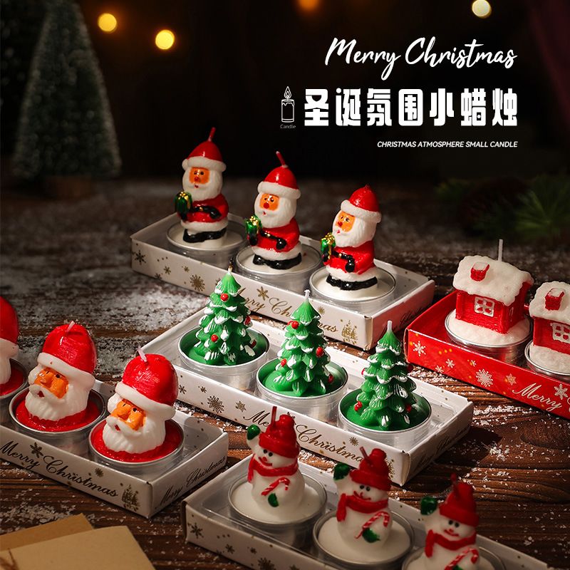 Christmas candles, home mini gifts, Christmas tree candle gift box, atmosphere decoration, Christmas ornaments, candles
