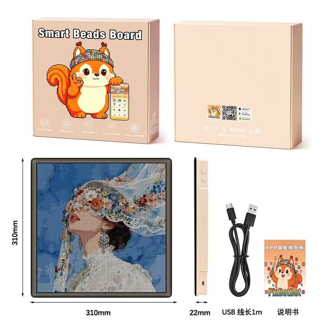 104×104 Nail APP Smart bean Board with golden frame, square bean board, girl's bow theme color nail painting Specification image