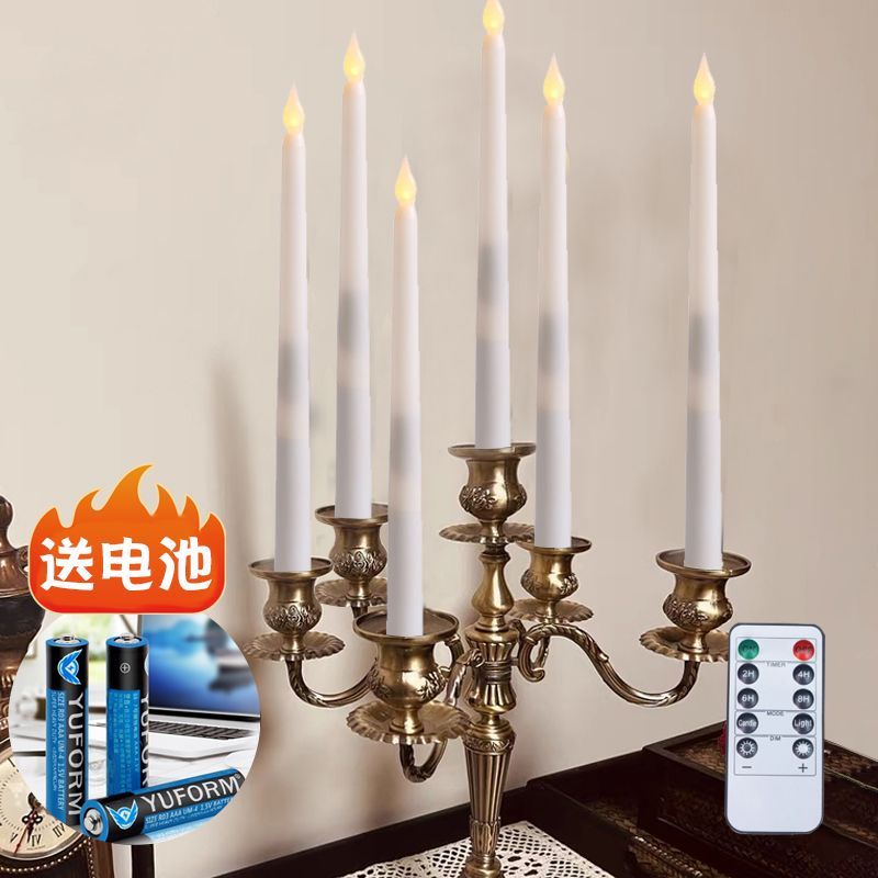 led long pole wax plastic simulation church, festival birthday decoration, romantic candlelight dinner, electronic candle lamp, electronic wax, electronic candle lamp Specification image