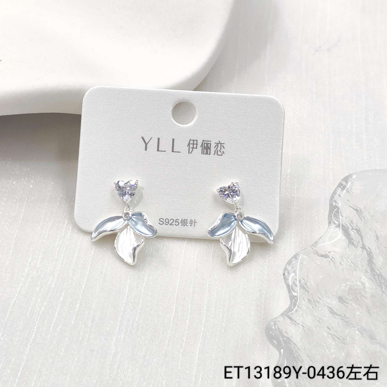 新款纯银针吊坠耳钉个性百搭气质高级简约精致女耳饰图