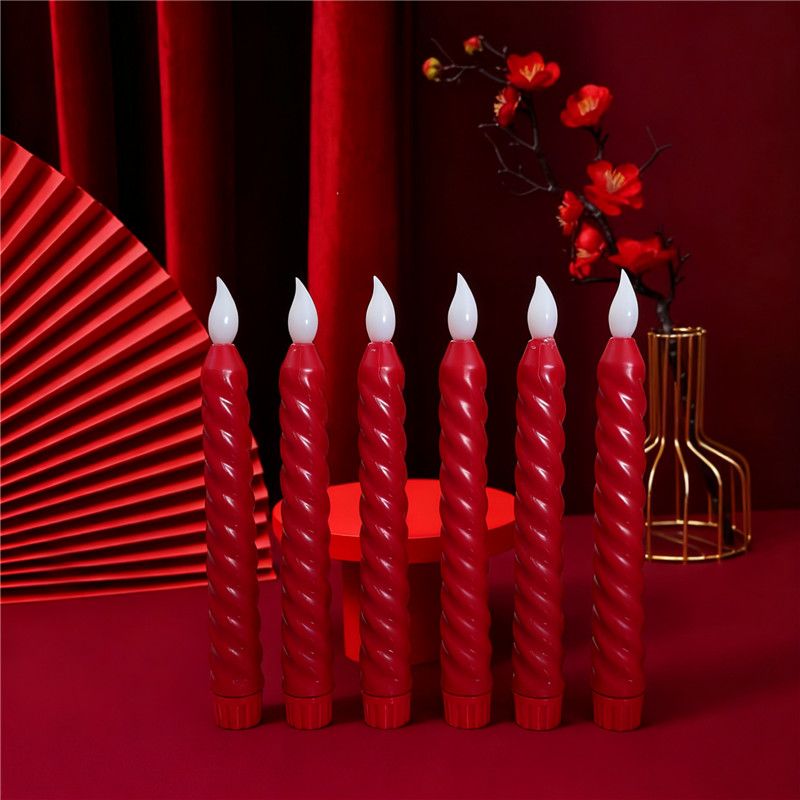 New LED threaded long pole electronic candle, New Year wedding atmosphere, home birthday and wedding simulation decorative candle, electronic candle lamp