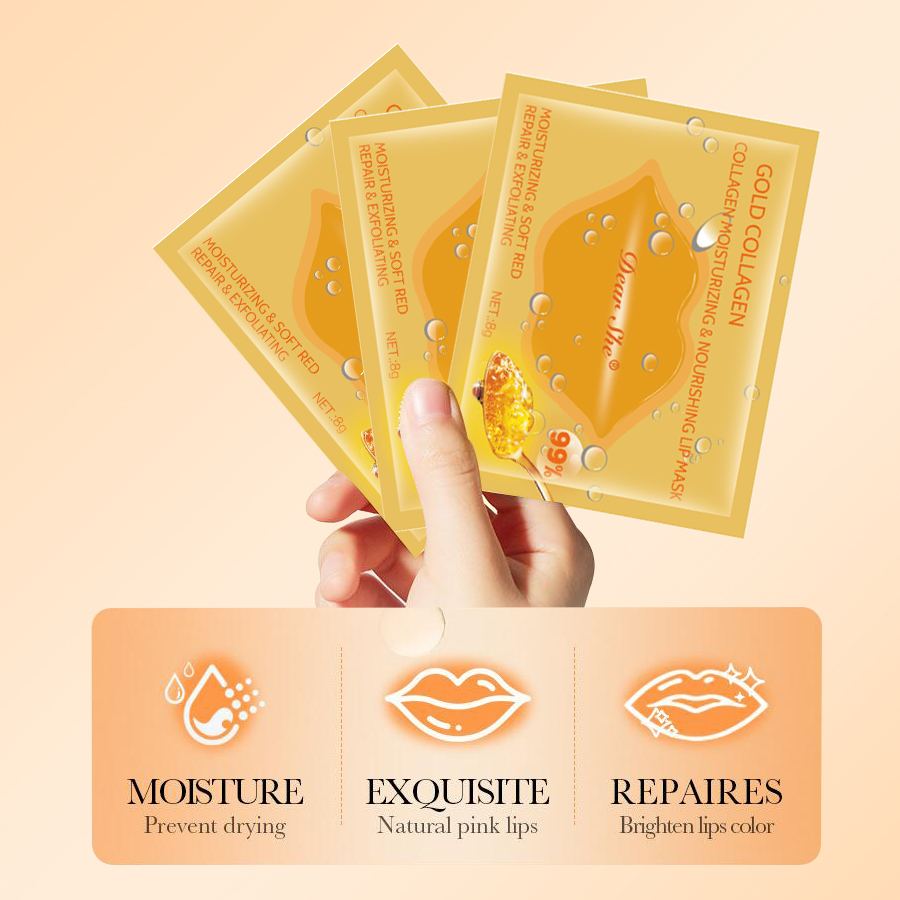 Cross-border Gold Collagen Lip Mask Exfoliating, Soothing and moisturizing Lip Care Crystal Mask Specification image