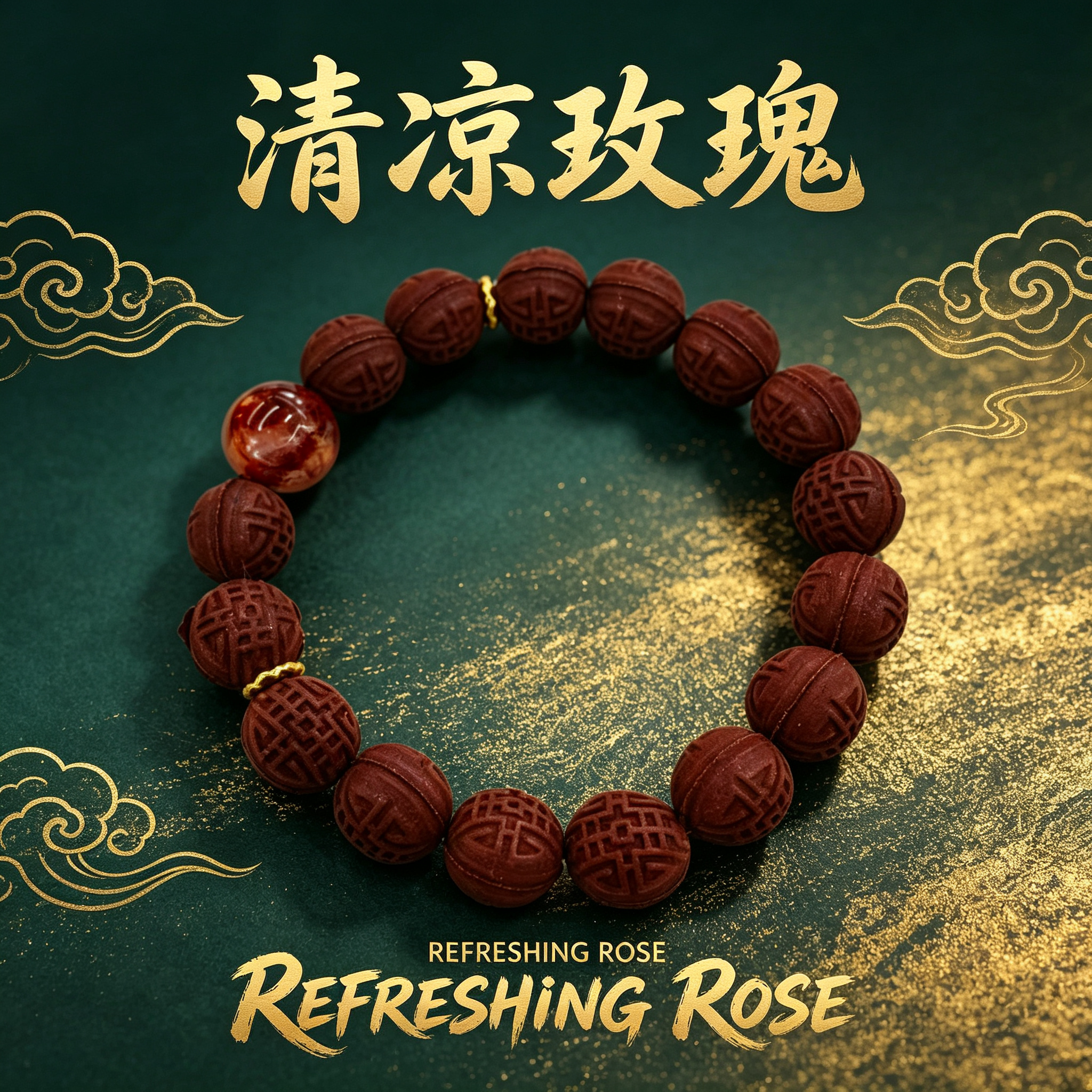 非遗古法药香珠天然药香手串佛珠手链香珠文玩手串 瑶香阁玫瑰异形珠+天然红胶花Y2600157详情1