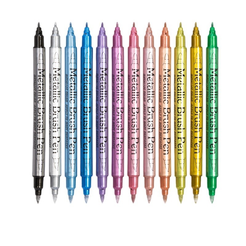 Guangna GN562 double-headed marker pen, metallic marker pen, craft pen, signature pen, diy photo album, black card, doodle pen Item Picture