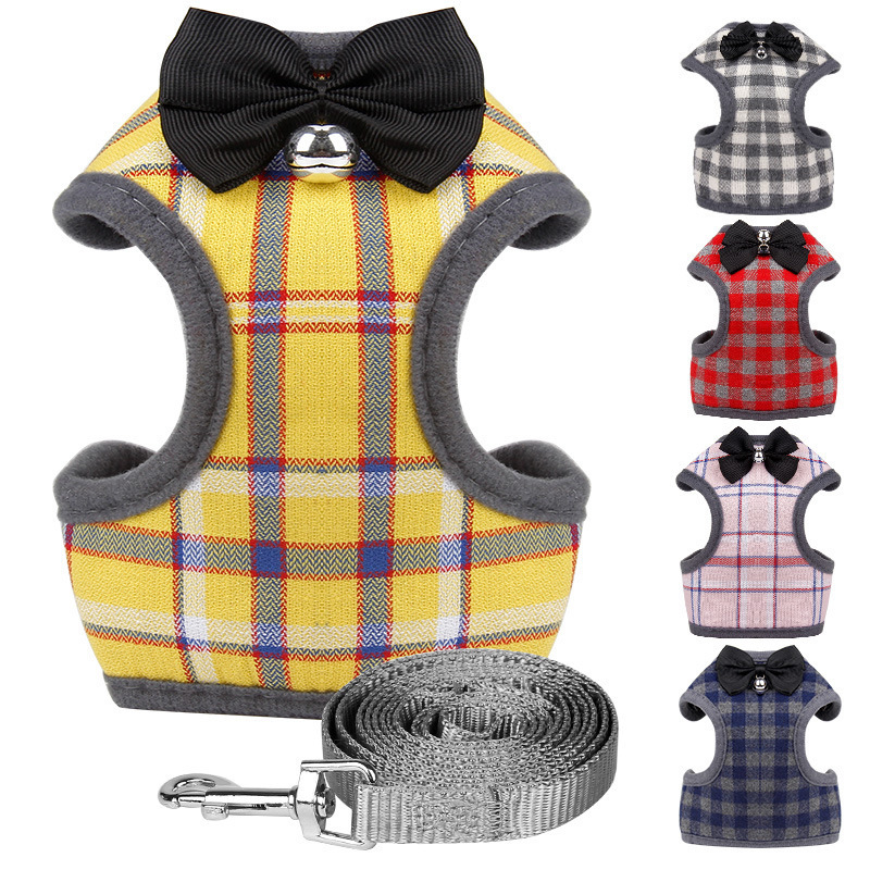 Wholesale of pet supplies such as cat leashes, dog checkered pet vests, chest straps, bows, dog walking leashes and chains Specification image