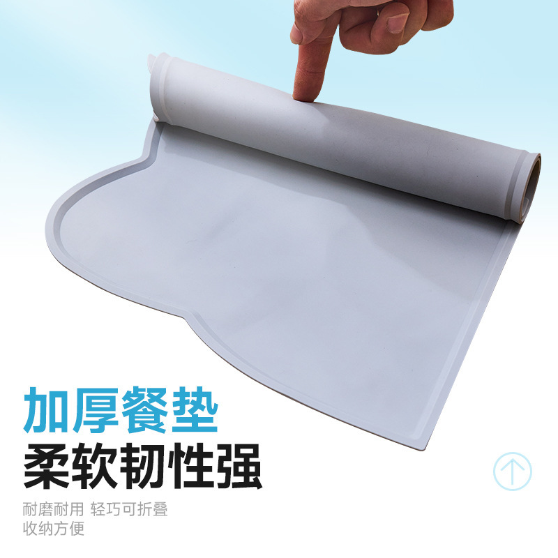 Pet supplies: Cat and dog silicone placemats are waterproof, anti-slip, washable, easy to clean for cats, and prevent water leakage. Dog food plate MATS are thickened details Picture