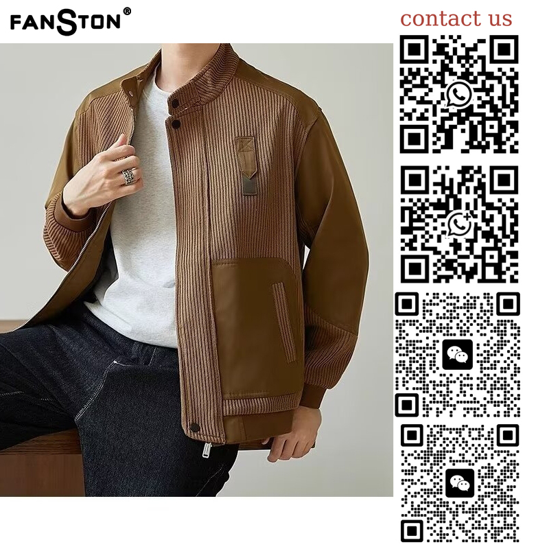 立领外套男春秋季2026欧美畅销热卖中国批发服装新款韩版潮流宽松百搭休闲针织拼接上衣夹克