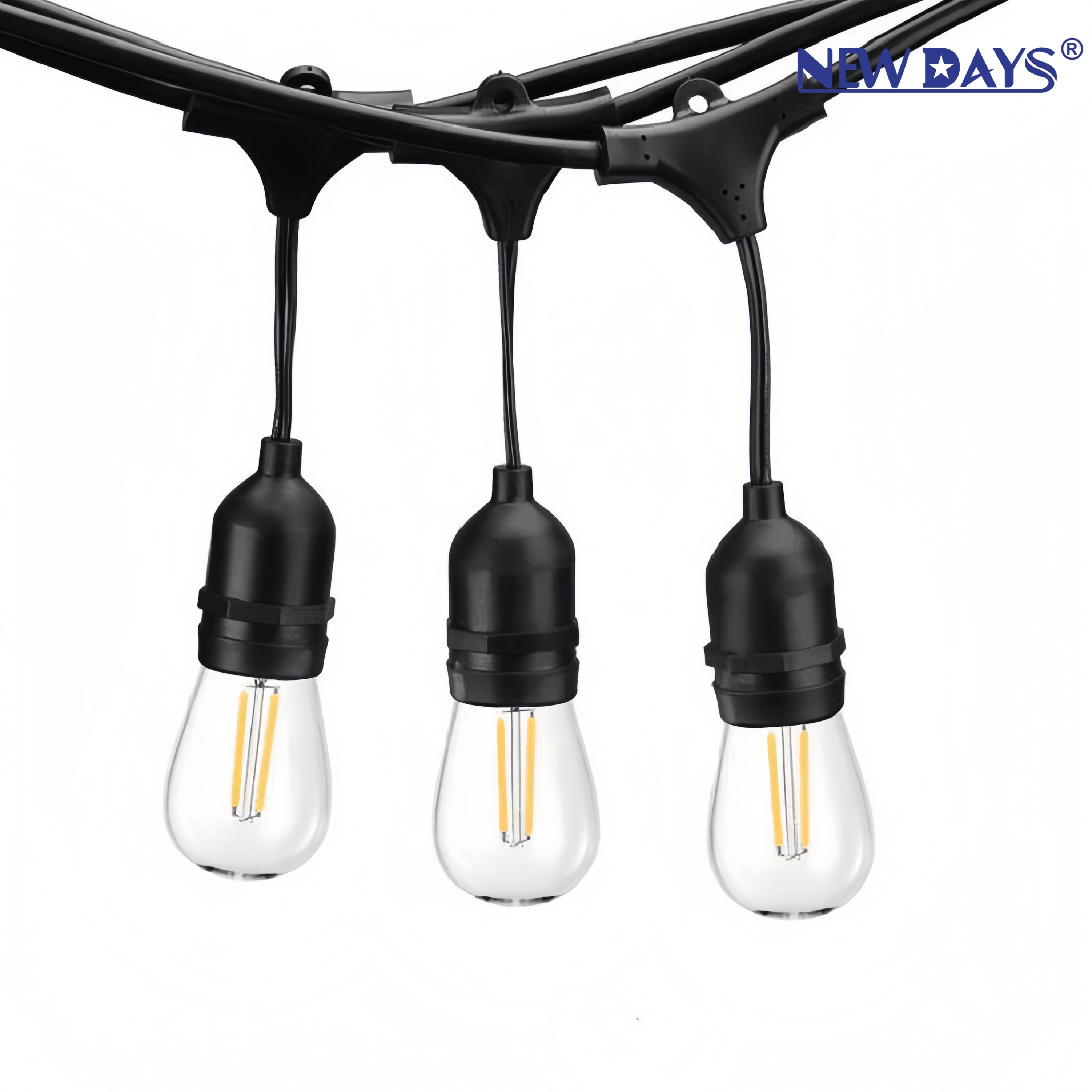 NEWDAYS brand cross-border hanging light strip 5-meter 10-head, with plug and male and female connectors, equipped with S14 bulb camping waterproof light string, outdoor ambient light