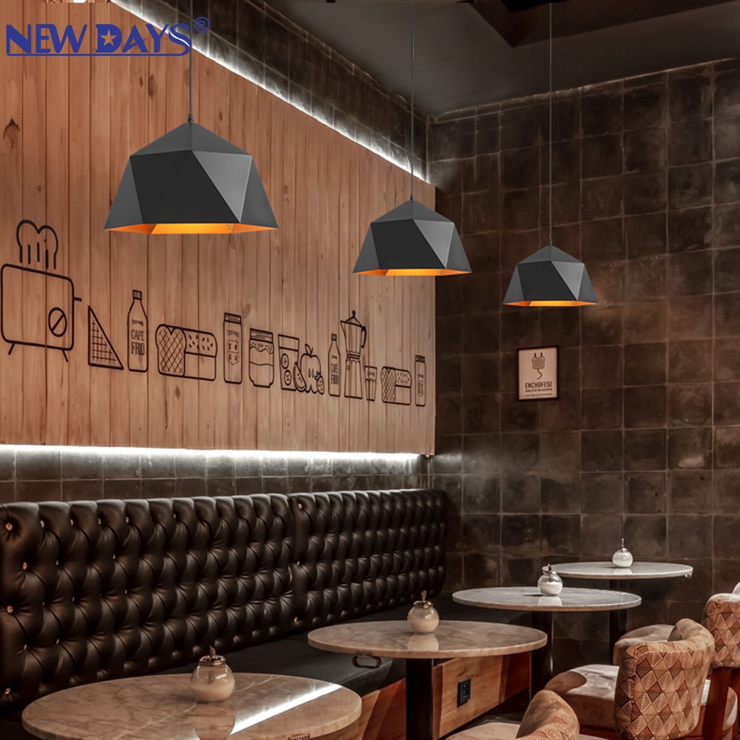 NEWDAYS brand's cross-border new led modern and simple chandelier, creative diamond-shaped diamond cover bar table lamp, energy-saving high-brightness ambient lighting fixtures, lighting art lamps, Nordic style details Picture