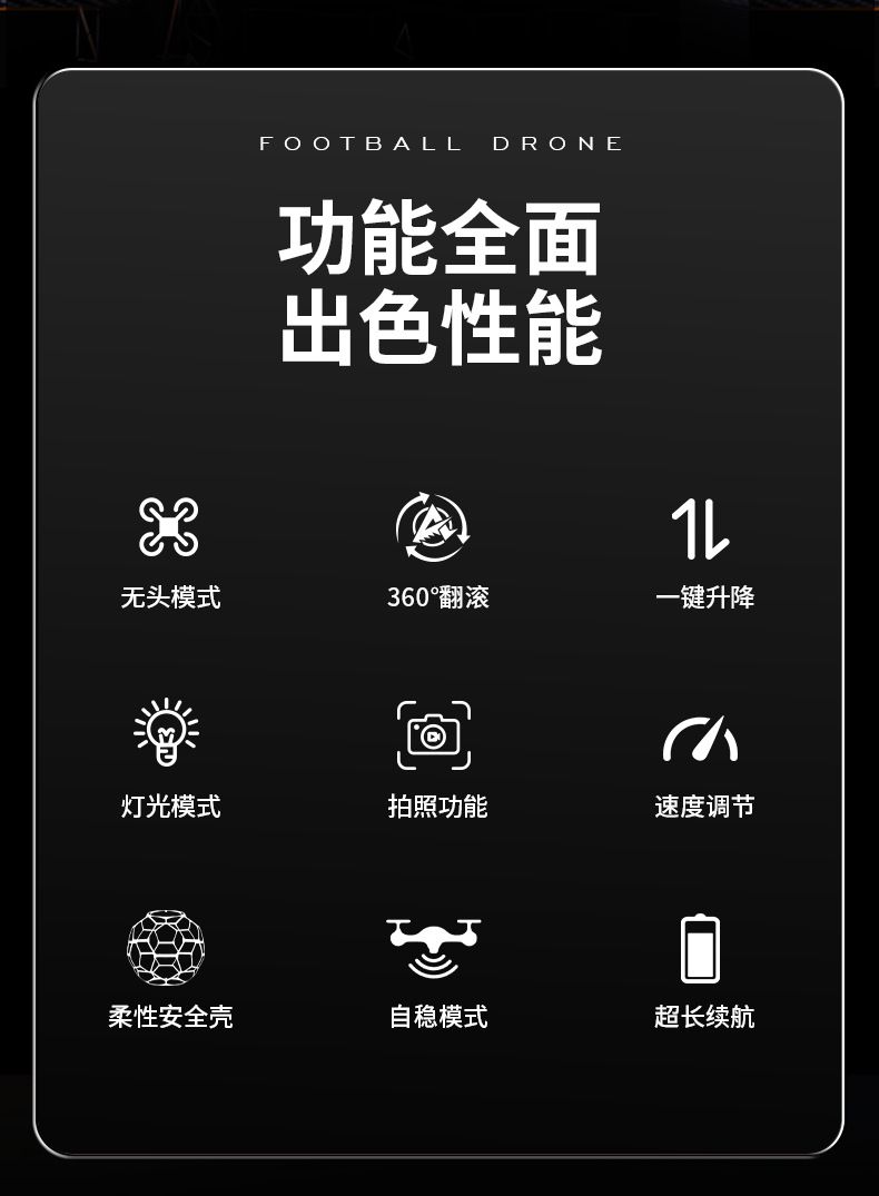 20CM足球无人机足球青少年飞北比赛无刷电机中小学生学校科教大四轴飞行器 detail image 4